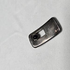 Sterling Silver Modernist Pendant Black Stone Accent 925